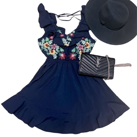 LULUMARI Ruffle Embroidered Dress - Picture 1 of 9
